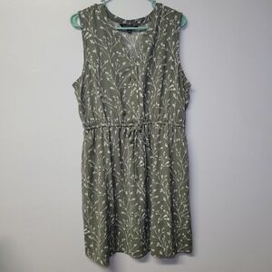 41 Hawthorn Womens Sleeveless Green Floral Print Elastic Waist Dress Size 4XL